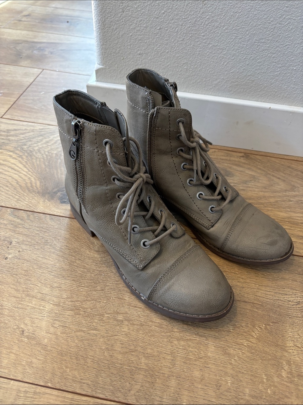 G by Guess Olive Lace-Up Combat Boots